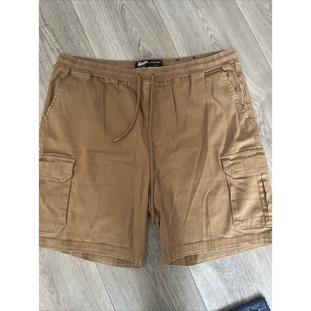 Brooklyn Men’s Chino Cargo Shorts Pull On Size Xl Tan Brown Nwot